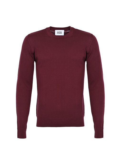 Maglia girocollo slim in lana merinos Ciliegia Alpha studio | AU-3010C1009